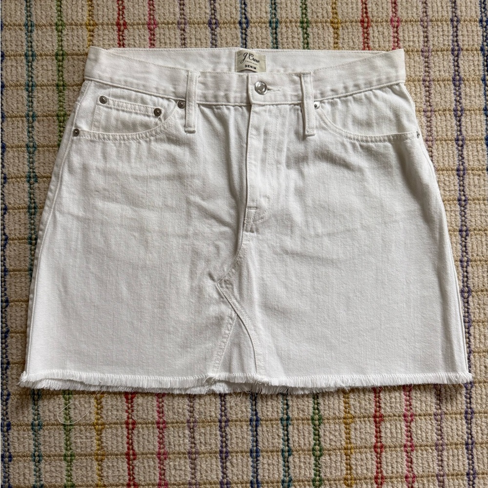 J. Crew White Denim Mini Skirt
